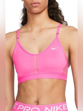 Nike Dri-FIT Indy Sports Bra Pink Strappy Light Support Padded Size M